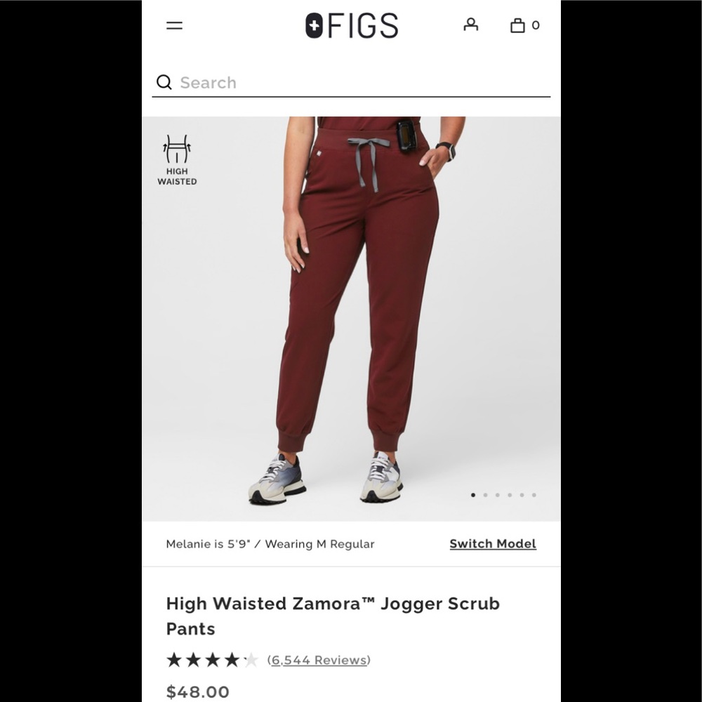 FIGS Jogger High waisted Burgundy pant scrubs petite